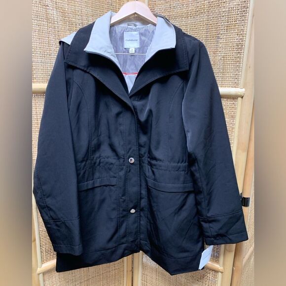 Croft and Barrow Womens Black Springtime Jacket Striped Interior | NWT | Medium - Picture 2 of 7